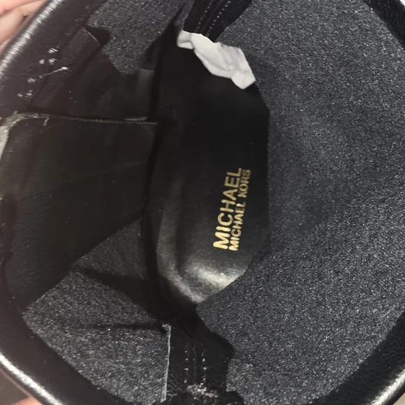 Michael Kors Black Heeled Boots with Gold Zipper - Picture 5 of 5